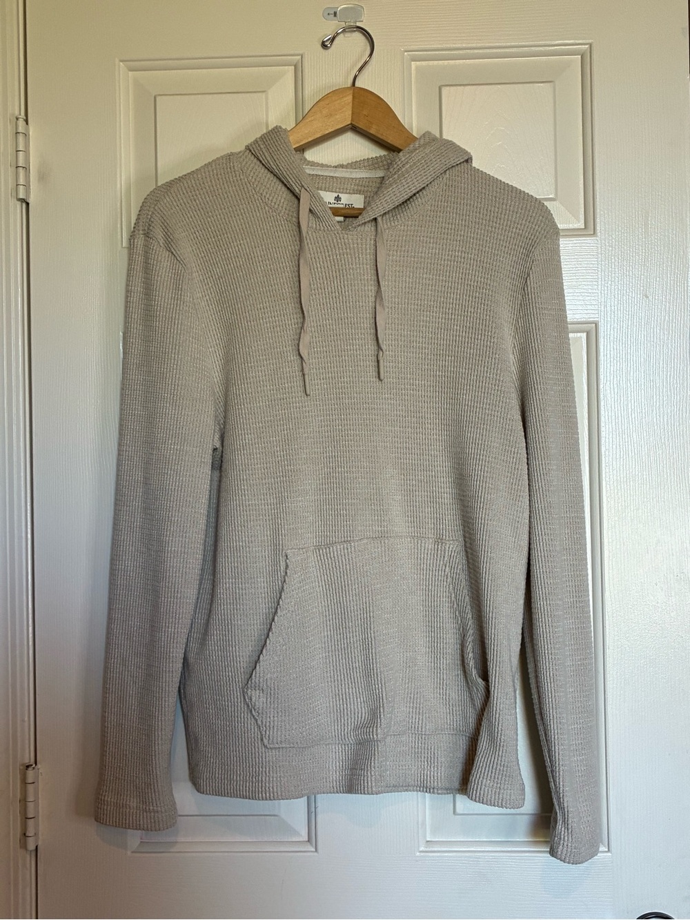 RAINFOREST Men's Beige Waffle-Knit Hooded Pullover
